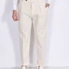 BERWICH Pantaloni<Pantalone italiano cotone stretch ecru