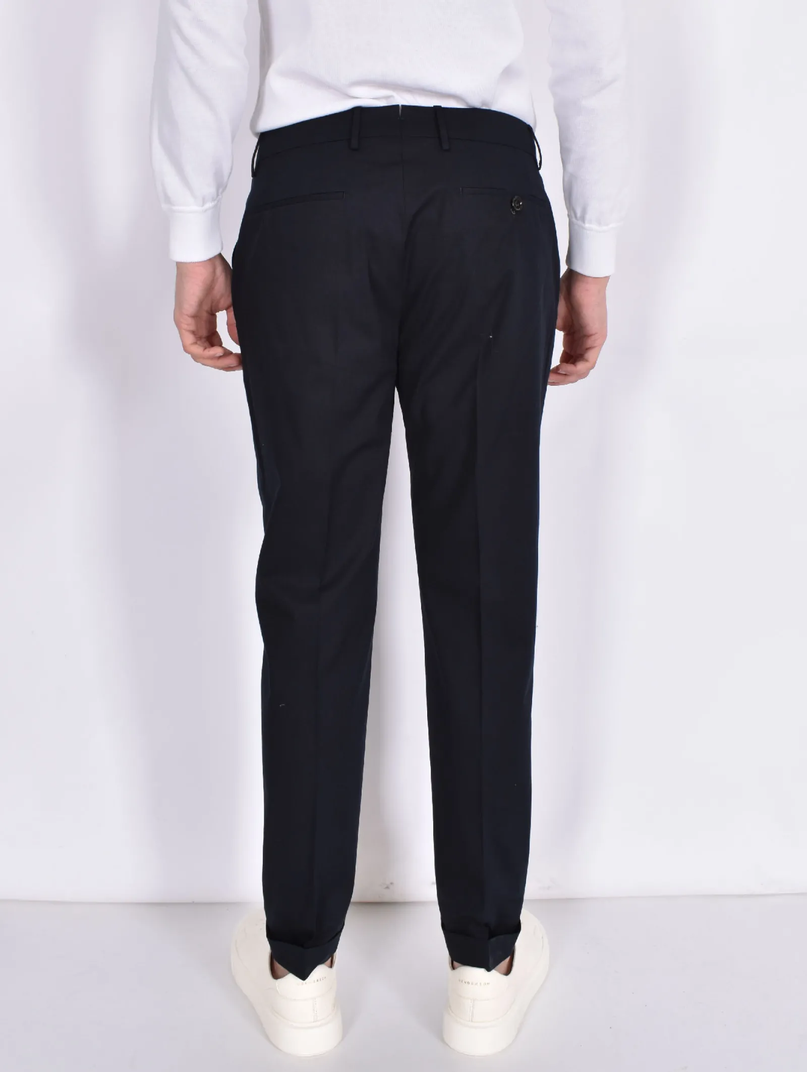 BERWICH Pantaloni<Pantalone italiano blu navy Yretro cotton stretch