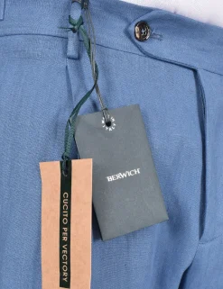 BERWICH Pantaloni<Pantalone lino blu oceano Retro