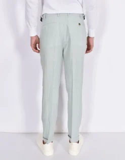BERWICH Pantaloni<Pantalone lino verde acqua Retro