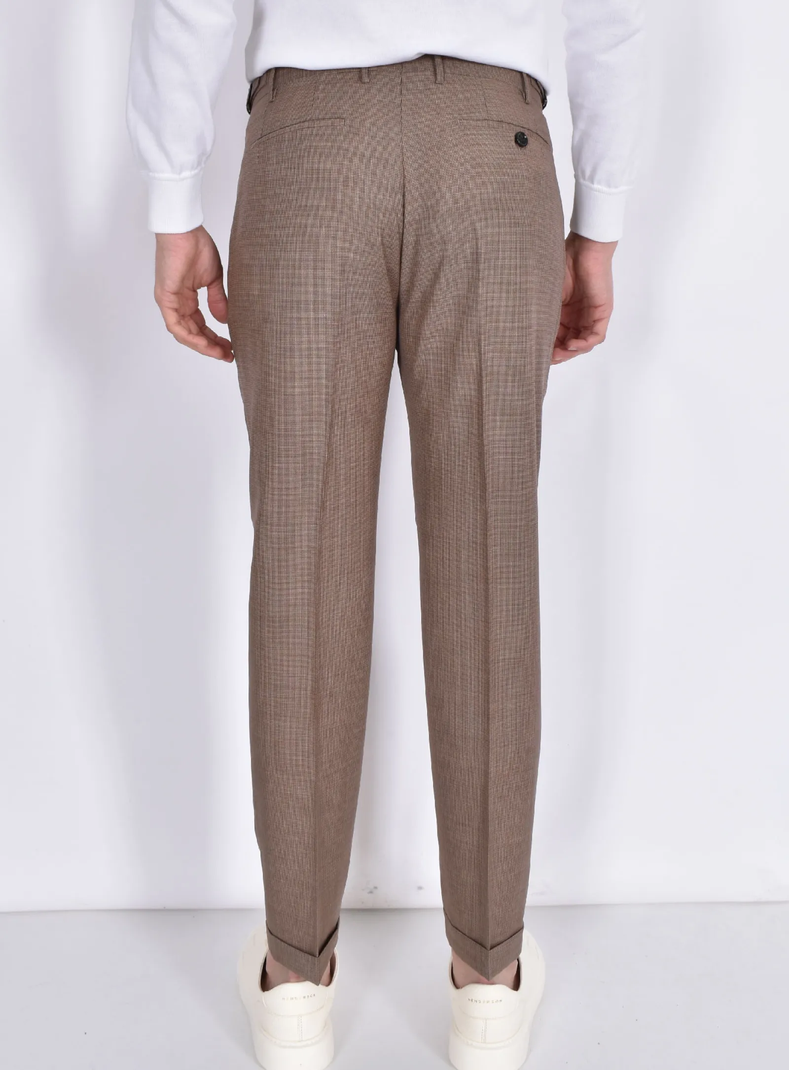 BERWICH Pantaloni<Pantalone micro pied de poule tabacco fresco lana