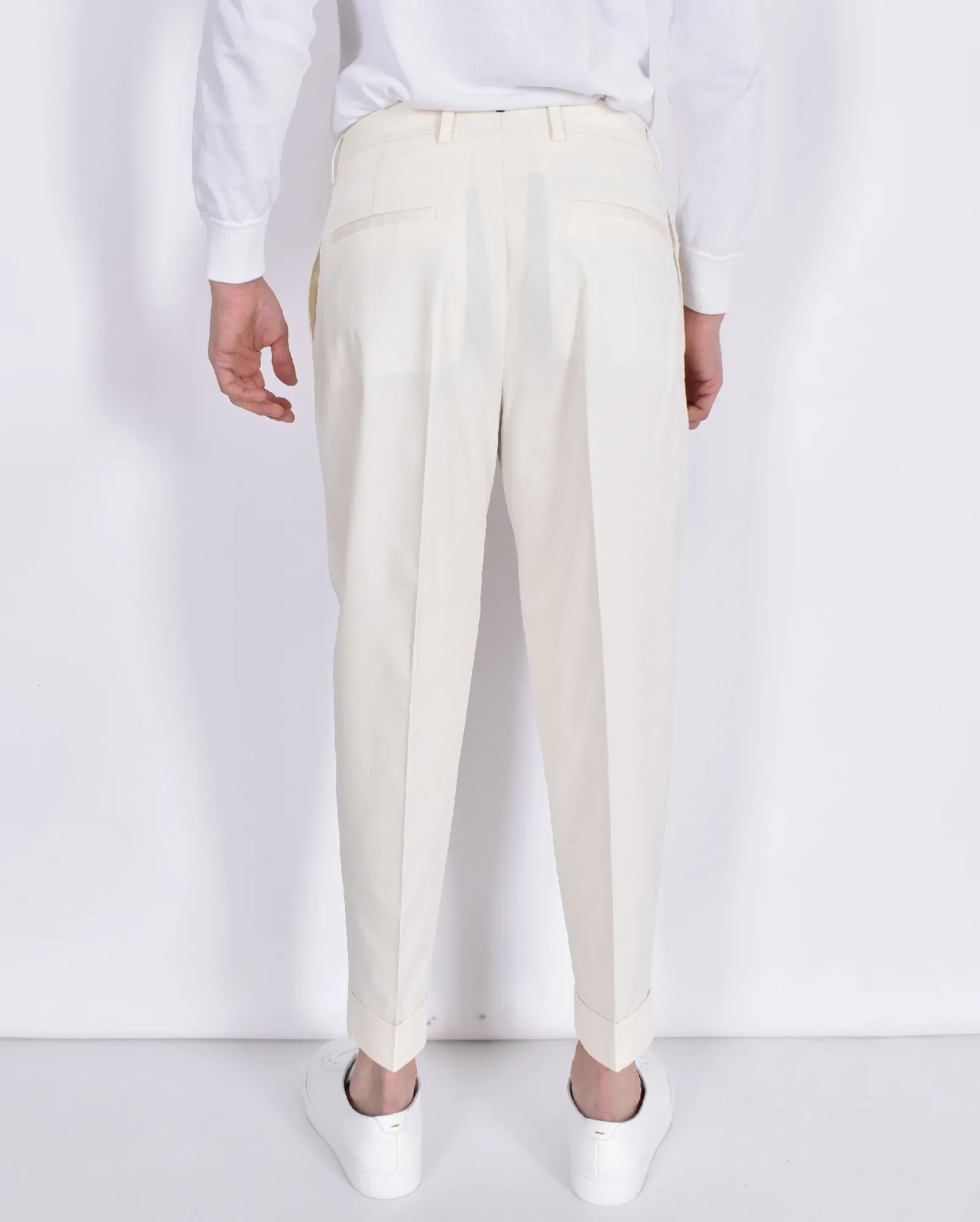 BERWICH Pantaloni<Pantalone panna bianco pinces cotone
