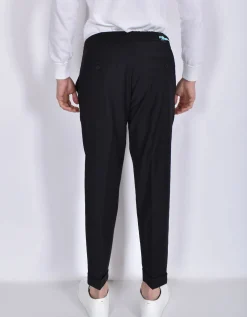HOSIO Pantaloni<Pantalone Baggy nero laccio risvolti