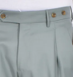 BERWICH Pantaloni<Pantalone italiano risvoltini pinces verde fresco lana Barber
