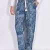 MC2 SAINT BARTH Pantaloni<Pantalone blu lino bandana