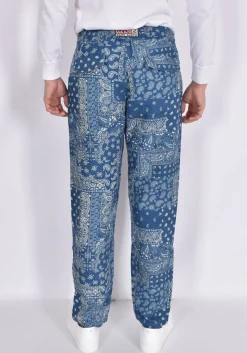 MC2 SAINT BARTH Pantaloni<Pantalone blu lino bandana