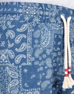 MC2 SAINT BARTH Pantaloni<Pantalone blu lino bandana