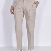 MICHAEL COAL Pantaloni<Pantalone beige pinces risvolti Capri