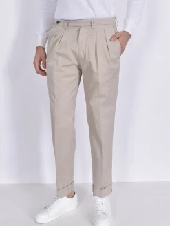 MICHAEL COAL Pantaloni<Pantalone beige pinces risvolti Capri