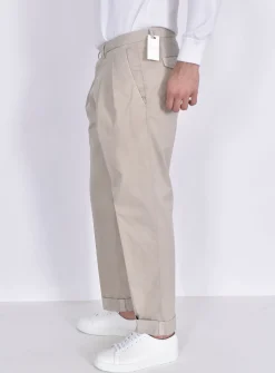 MICHAEL COAL Pantaloni<Pantalone beige pinces risvolti Capri