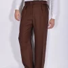 TAGLIATORE Pantaloni<Pantalone largo bustino cinturino lino marrone P-Nevil
