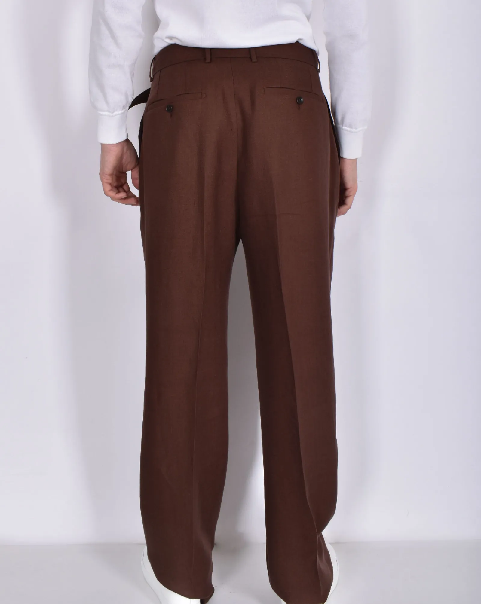 TAGLIATORE Pantaloni<Pantalone largo bustino cinturino lino marrone P-Nevil
