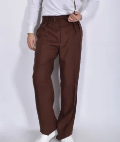 TAGLIATORE Pantaloni<Pantalone largo bustino cinturino lino marrone P-Nevil