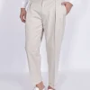 YES LONDON Pantaloni<Pantalone beige sabbia cotone fresco lana