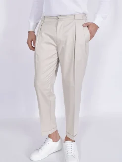 YES LONDON Pantaloni<Pantalone beige sabbia cotone fresco lana