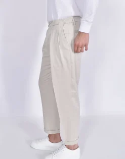 YES LONDON Pantaloni<Pantalone beige sabbia cotone fresco lana