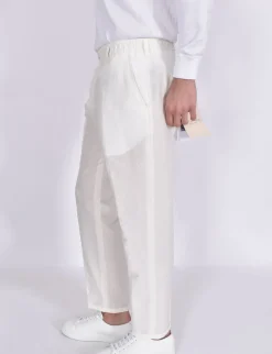YES LONDON Pantaloni<Pantalone gamba morbida pinces bianco lino cotone