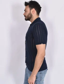 BOB Camicie<Polo camicia Travel blu maglia crepe