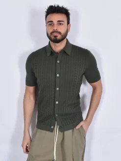 GRAN SASSO Polo<Polo camicia mezza manica Egyptian cotton verde