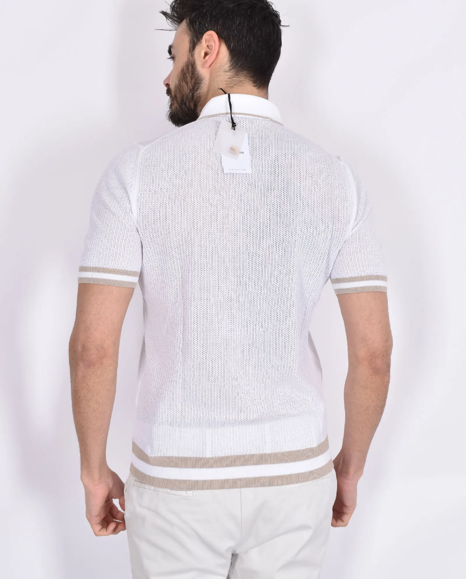 GRAN SASSO Polo<Polo camicia mezza manica fresh cotton bianca
