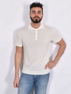 DANIELE FIESOLI Polo<Polo dry cotton bianco panna
