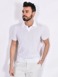GRAN SASSO Polo<Polo fresh cotton scollo V tennis bianca