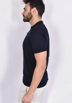 GRAN SASSO Polo<Polo fresh cotton scollo V tennis blu notte