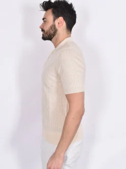 GRAN SASSO Polo<Polo lino cotone beige righe