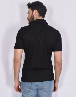 GRAN SASSO Polo<Polo scollo V lino nero