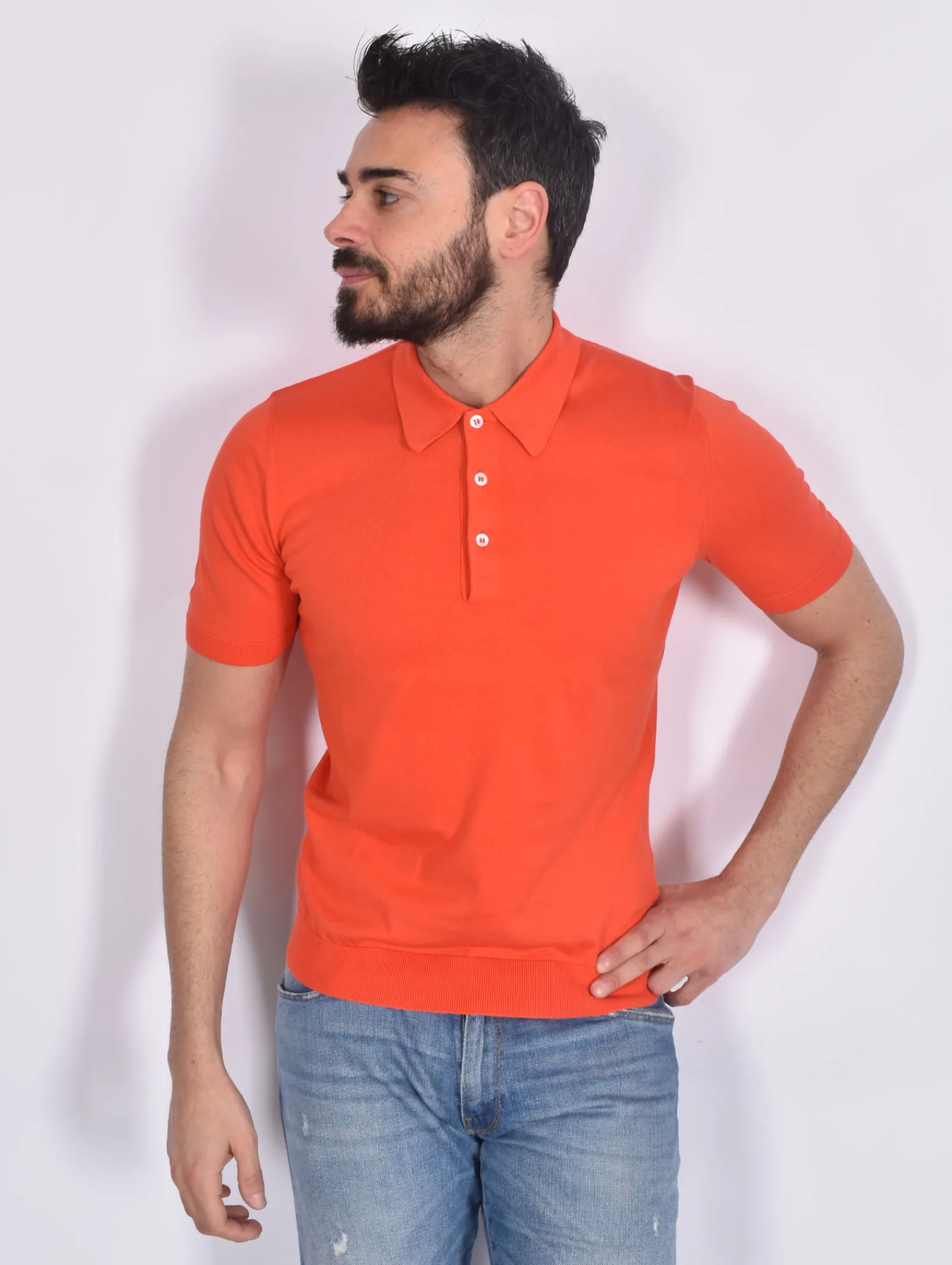 GRAN SASSO Polo<Polo Sea Island rosso corallo