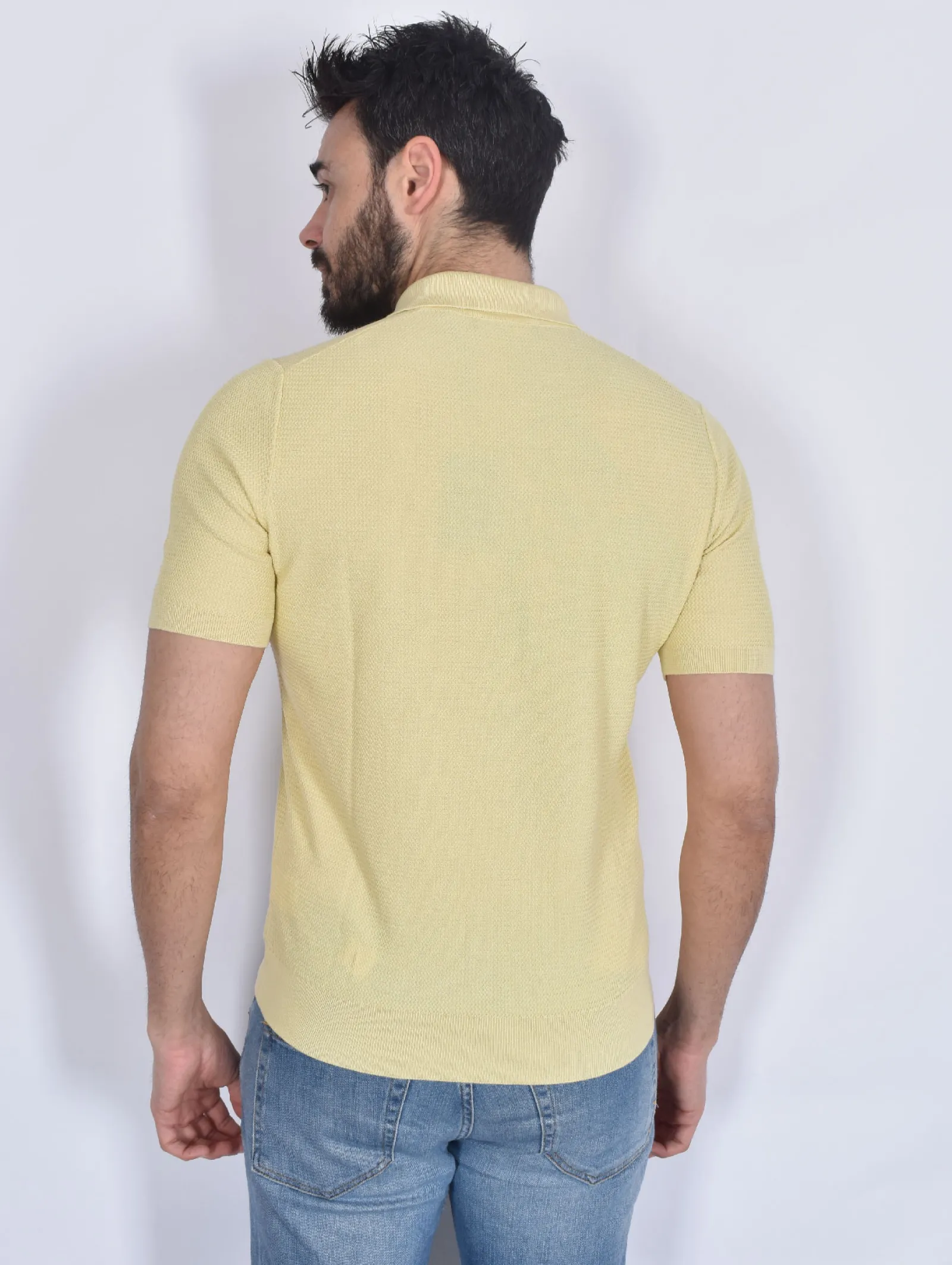 GRAN SASSO Polo<Polo seta cotone giallo paglia scollo v