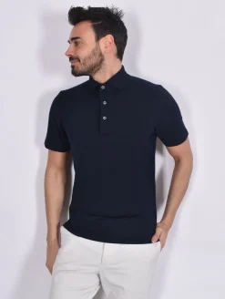 GRAN SASSO Polo<Polo tennis piquet sottile blu