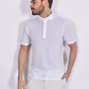 GRAN SASSO Polo<Polo tennis piquet sottile bianca