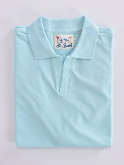 MC2 SAINT BARTH Polo<Polo piquet Charles verde acqua scollo V