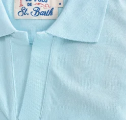MC2 SAINT BARTH Polo<Polo piquet Charles verde acqua scollo V
