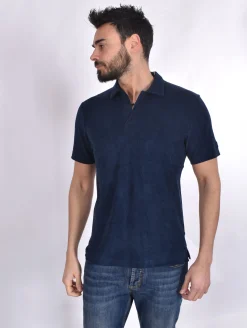 MC2 SAINT BARTH Polo<Polo scollo V sponge blu Jeremy Terry