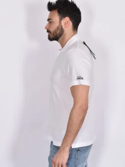 MC2 SAINT BARTH Polo<Polo scollo V sponge bianco Jeremy Terry