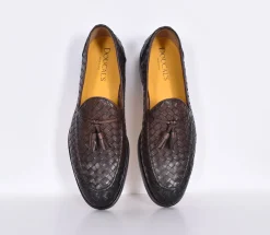 DOUCAL'S Scarpe<Scarpe mocassini Doucals pelle intrecciata moro Straw