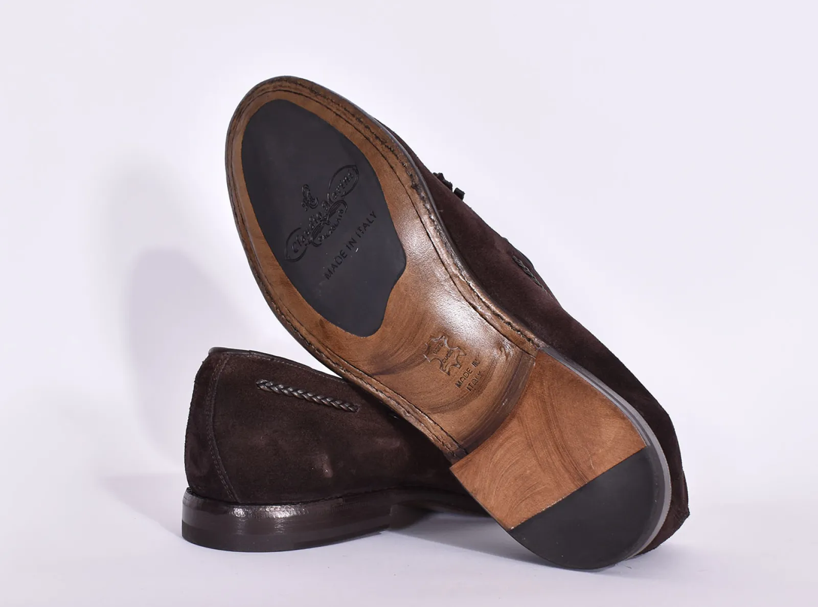 CLAUDIO MARINI Scarpe<Scarpe mocassini fatti a mano suede nappine moro