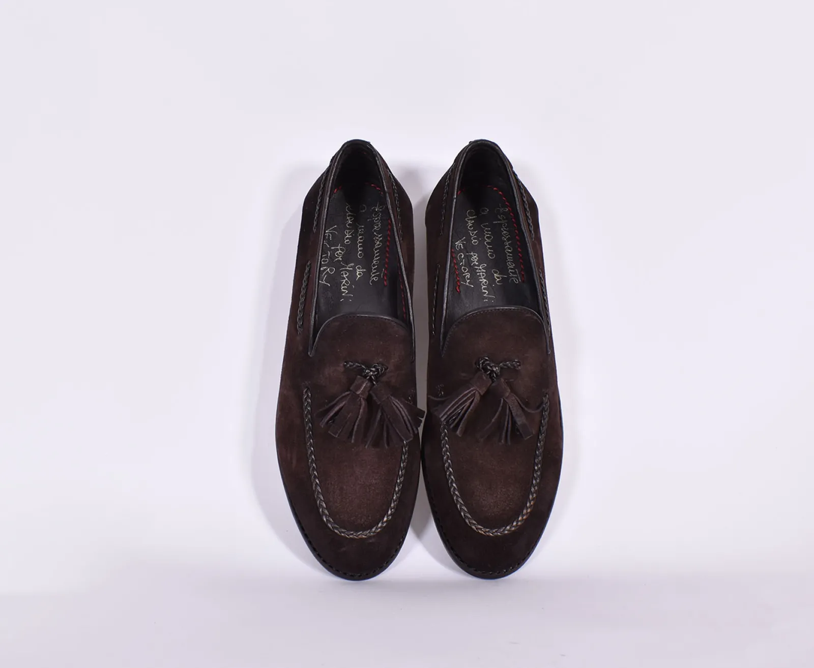 CLAUDIO MARINI Scarpe<Scarpe mocassini fatti a mano suede nappine moro