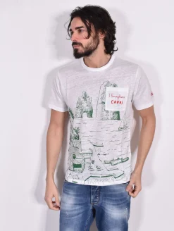 MC2 SAINT BARTH T-shirt<T-shirt lino faraglioni Capri bianca