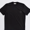 YES LONDON T-shirt<T-shirt nera patch gomma